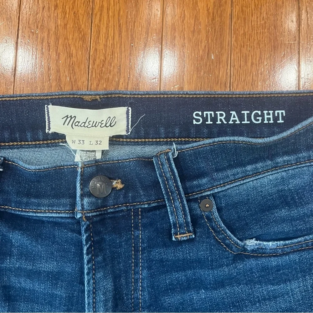Madewell Straight Leg Dark Blue Men's Jeans - Picture 2 of 9